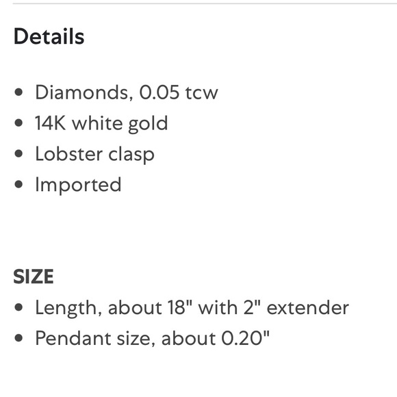 NWT 14K White Gold and Diamond Necklace - Picture 7 of 8